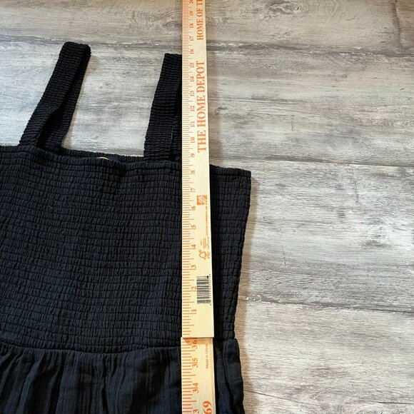 NWT! Quince Black 100% Organic Cotton Gauze Smocked Sleeveless Maxi Dress, Large - Picture 12 of 12